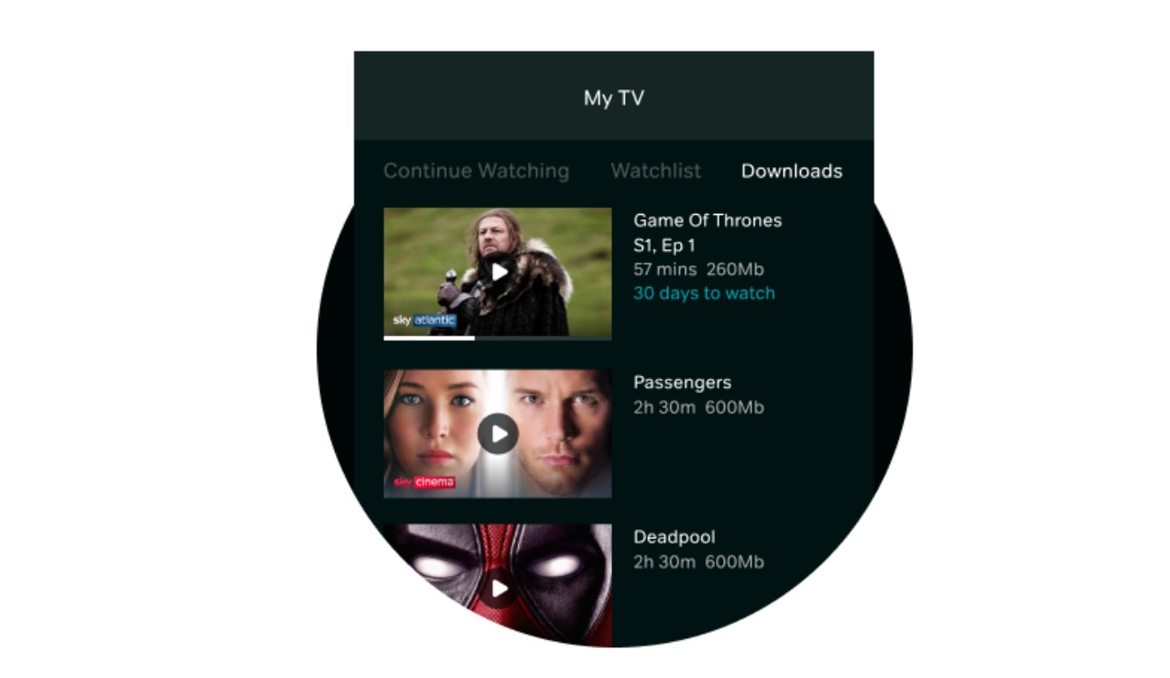 NOW TV mobile app showing the offline download option on a title detail page