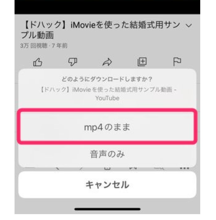 icapのポップアップで『mp4のまま』を選択する画面