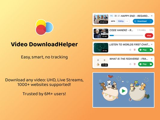 Video DownloadHelperでHLS動画を確認するブラウザ画面