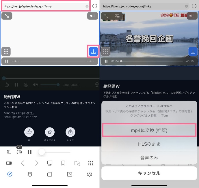 iCapでiPhone向けM3U8保存を設定するアプリ画面