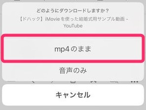 iCapアプリでMP4変換を選択する画面