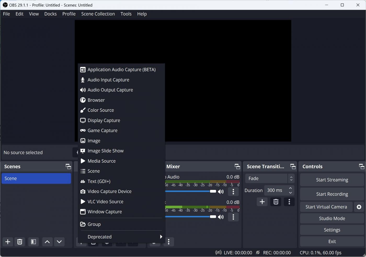 OBS StudioでDisney+再生ウィンドウを選ぶ画面