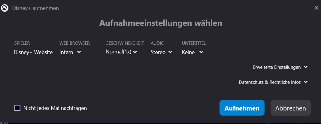 Ausführliche Schritte zum Disney Plus Aufnehmen mit Audials Movie