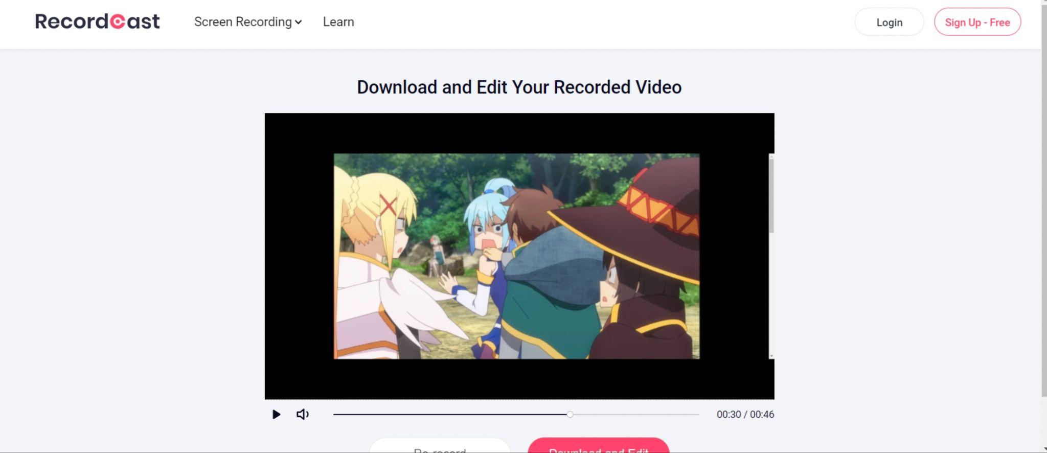 RecordCastの一般動画編集画面