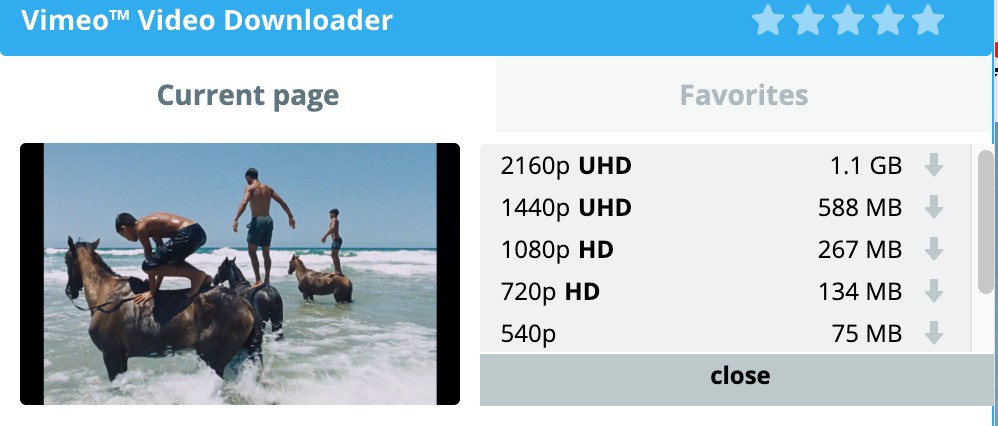 使用擴充功能下載 Vimeo 影片的步驟