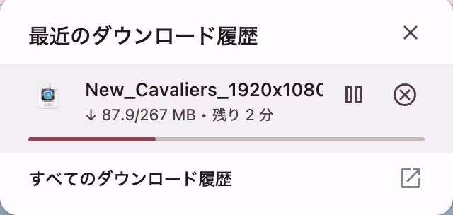 Chromeの履歴でVimeo動画ファイルの保存完了を確認する画面