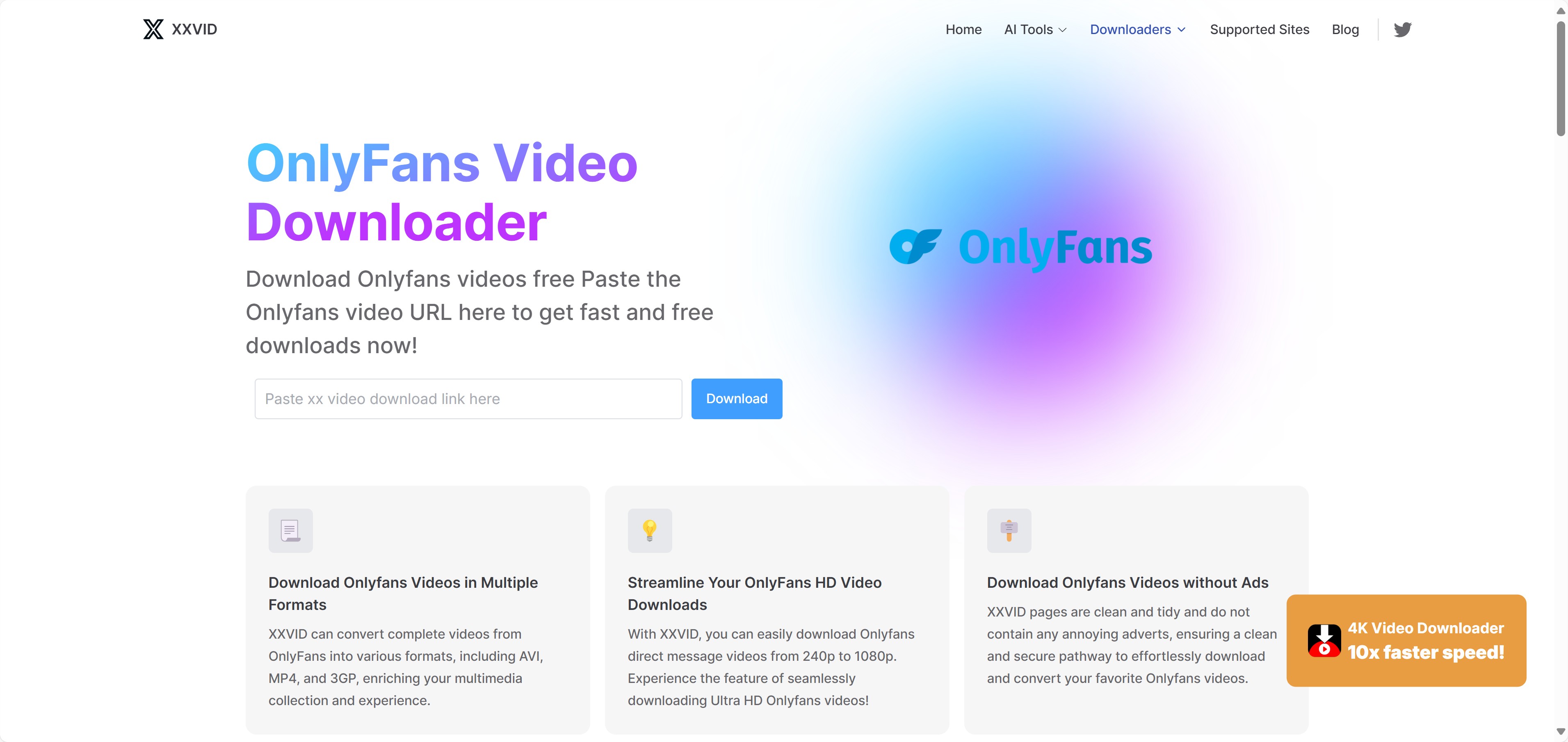 Online-Downloader-Oberfläche zum Speichern von OnlyFans-Videos auf Android