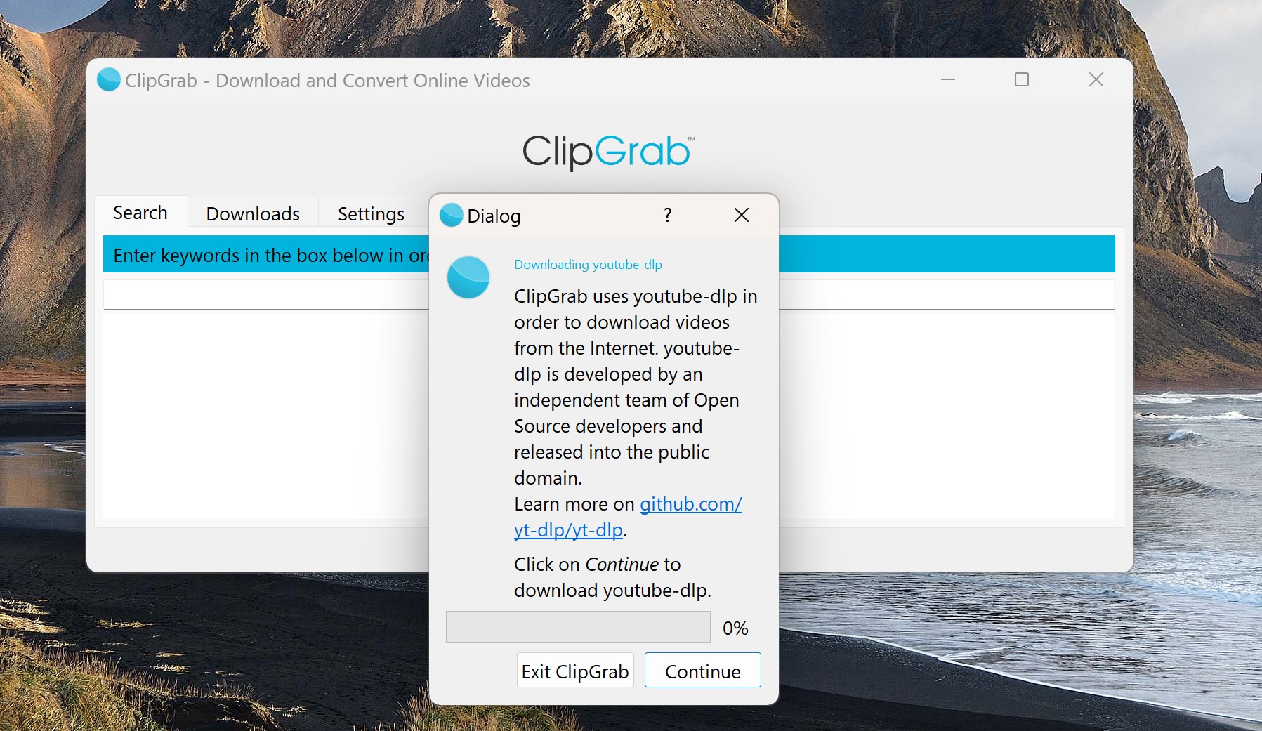 ClipGrab desktop interface for selecting a YouTube download format