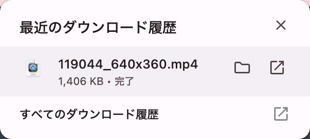 Chrome公式保存でダウンロード済みファイルを確認する画面