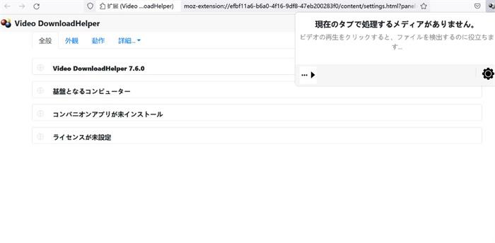 Video DownloadHelperの日本語表示設定画面