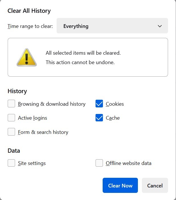 if onlyfans login fails, clear the cache and cookies