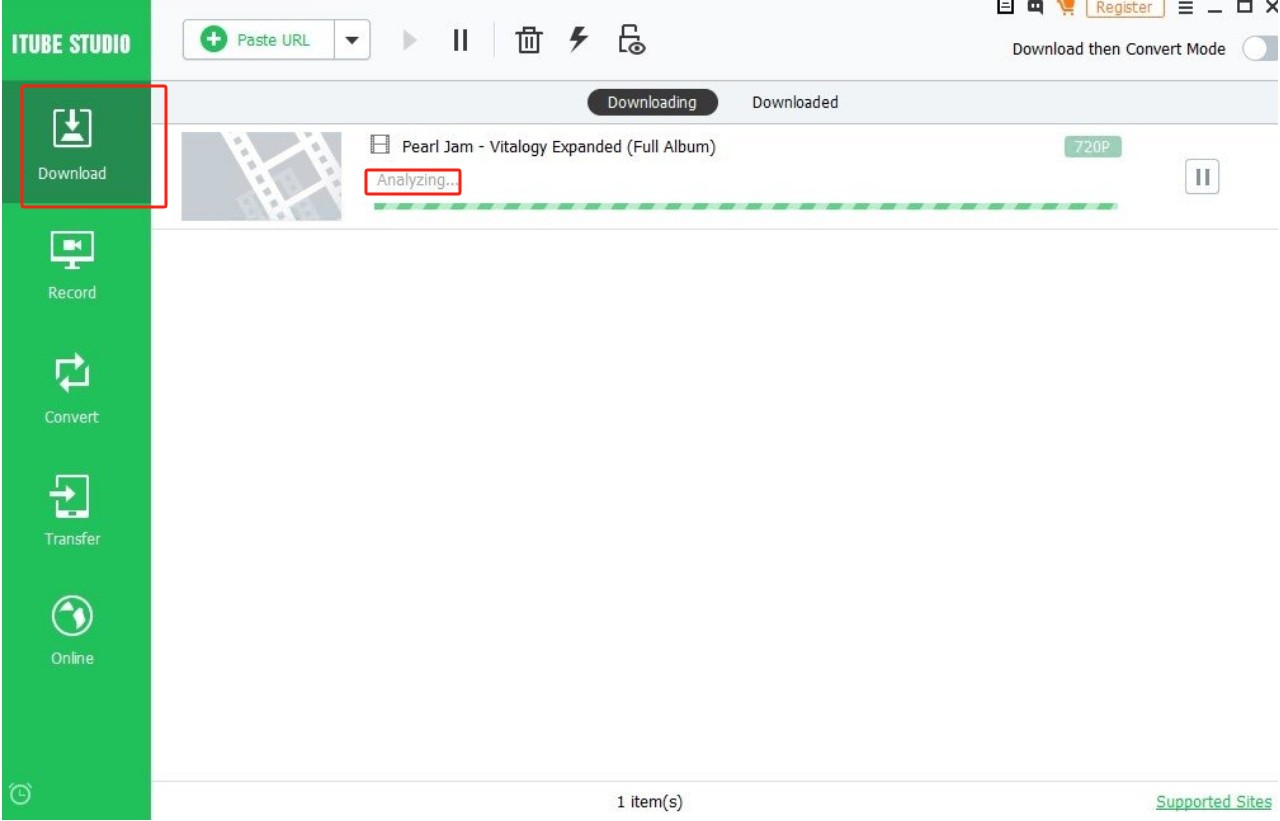 iTube Studioで進行状況を確認する旧操作の参考画面