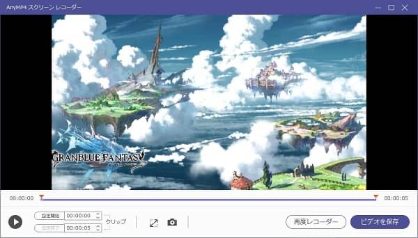 AnyMP4スクリーンレコーダーの保存内容確認画面