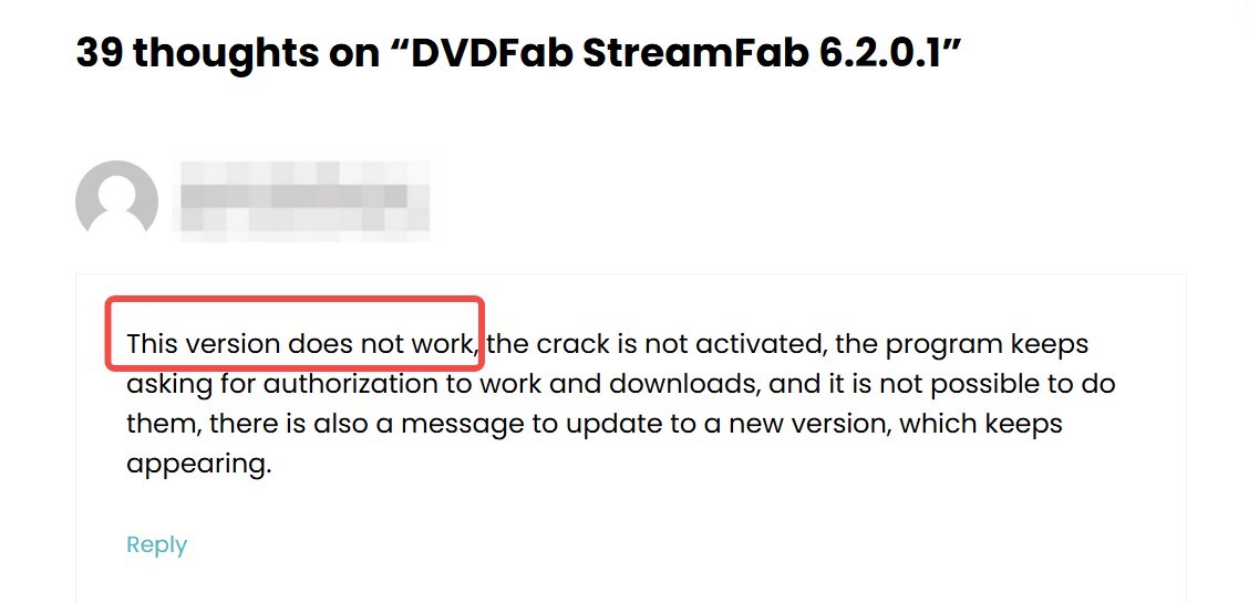StreamFab outdated-build error during title analysis
