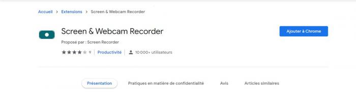 Extension Chrome pour lancer et arrêter une courte capture de Rakuten TV