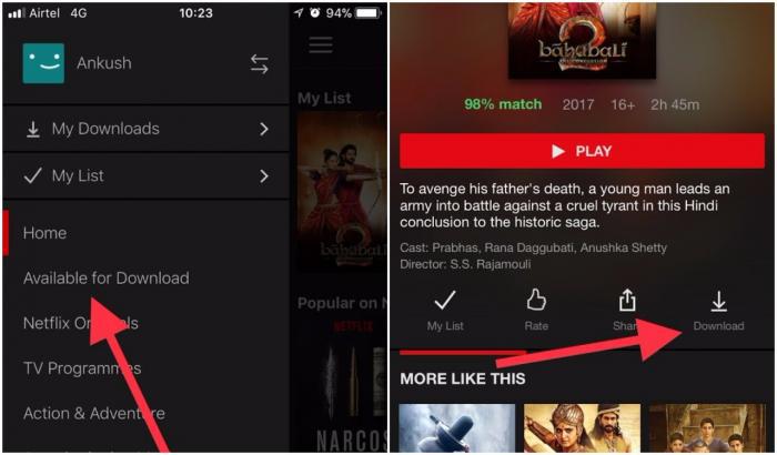 Netflix Video Download über die Download-Funktion der Netflix-App