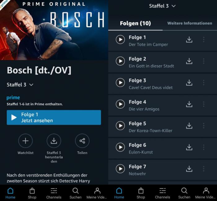Amazon Prime Video Download-Funktion