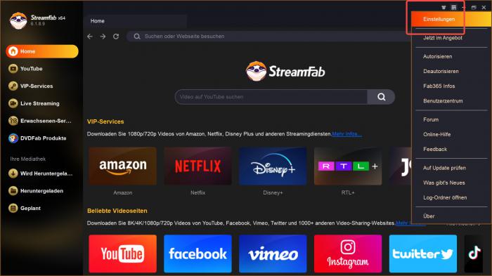 Einstellungen vor dem Herunterladen von Prime Videos B