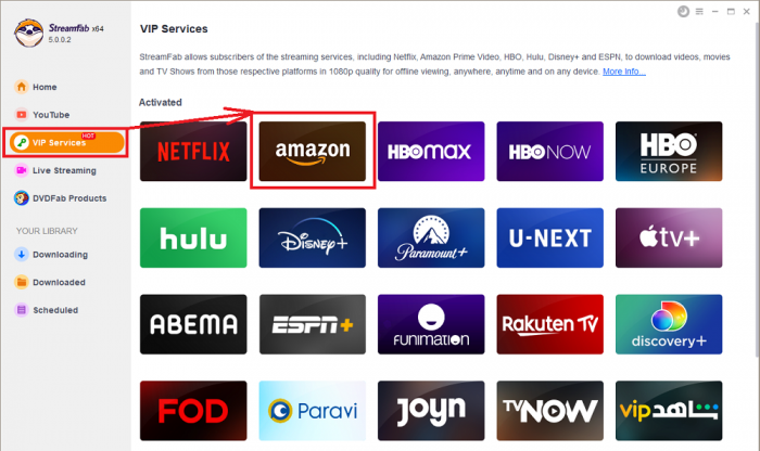 StreamFab Amazon Downloader 登入亞馬遜帳號並播放待備份影片的步驟畫面
