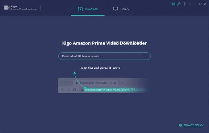 Kigo Amazon Video Downloader 貼上連結解析影片的操作介面