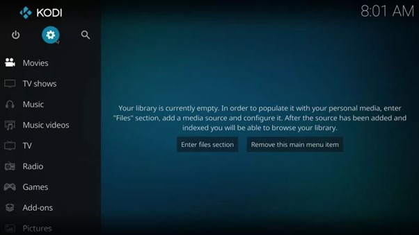 Kodi ouvre les paramètres avant l’installation de l’extension Netflix