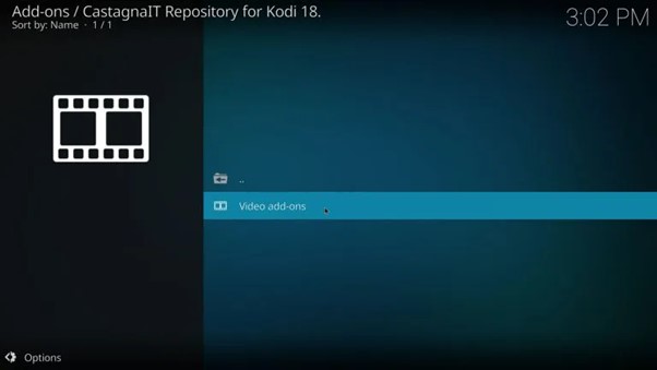 Catégorie Extensions vidéo du dépôt CastagnaIT dans Kodi