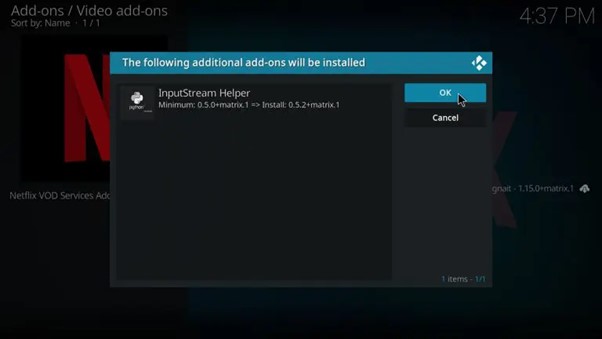 Kodi confirme les dépendances nécessaires à l’extension Netflix