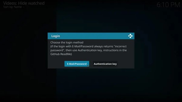 Écran de connexion de l’extension Netflix avec choix de l’authentification