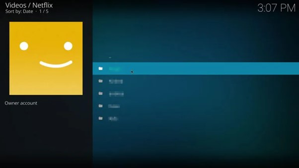 Sélection d’un profil Netflix dans l’extension Kodi