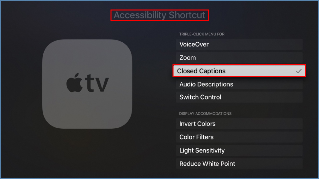 Apple TVのNetflix再生中に字幕をオフへ切り替える操作画面