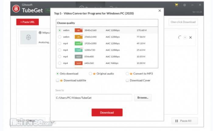 Gihosoft TubeGetのMac画面で動画URLと保存形式を指定する機能