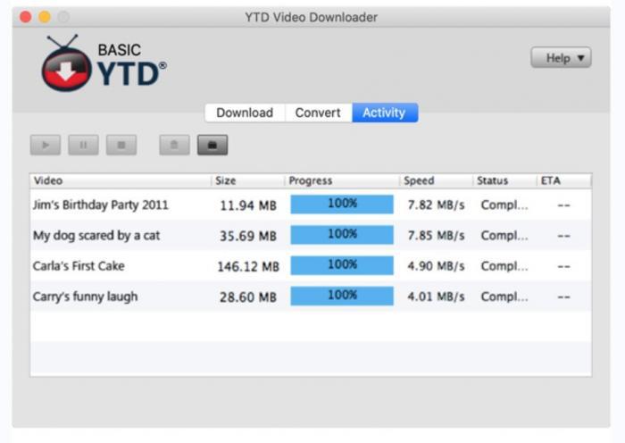 YTD Video DownloaderのMac画面で動画変換形式を選ぶ機能