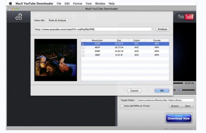 MacX YouTube DownloaderのMac画面でURLを貼り付ける機能