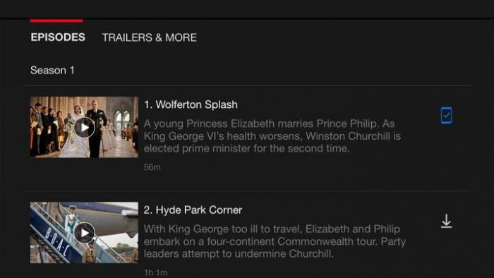 Netflix App 片名頁面的官方離線下載功能
