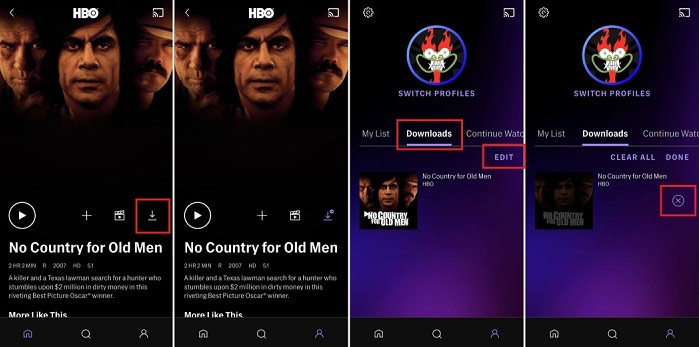HBO Max App 片名頁面的官方離線下載選項