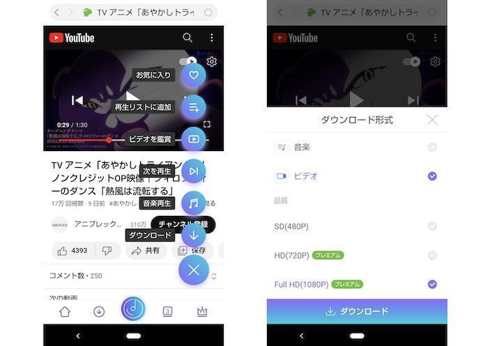 StreamFab for Androidで動画情報を取得する画面