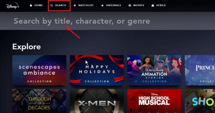 Disney+ 網頁挑選影片畫面：選定要在 Discord 直播的作品