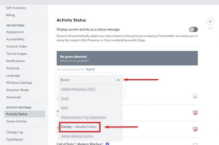 Discord 新增遊戲選單：把 Disney+ 瀏覽器視窗加為可分享項目