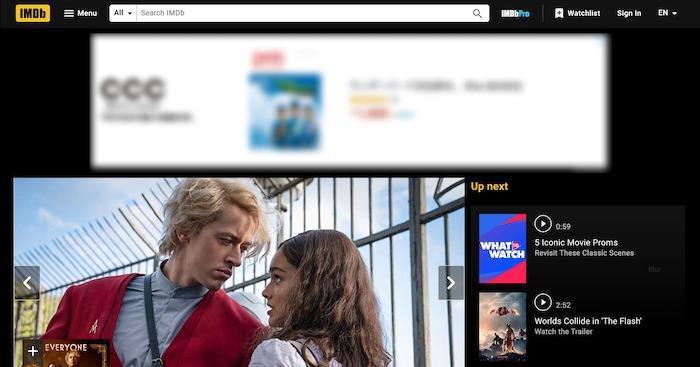 IMDb公式サイトで作品検索と評価情報を確認するトップ画面