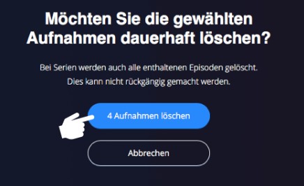 Wie kann man Waipu TV Aufnahmen im Web-Player löschen?