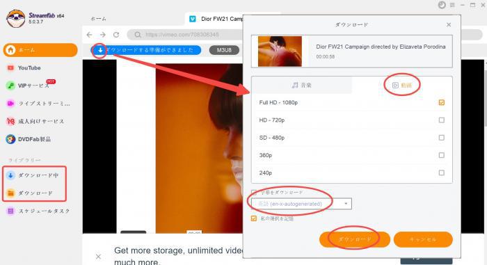 vimeo ダウンロード