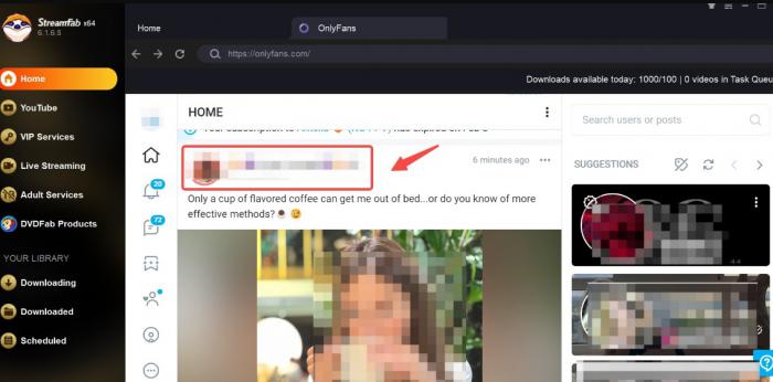 StreamFab 內建瀏覽器登入 OnlyFans 並開啟已購影片