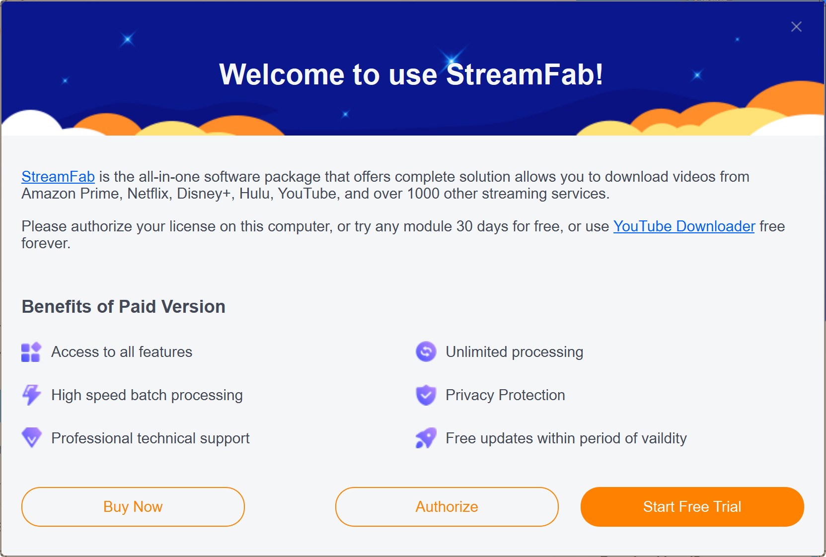 límite de descarga de streamfab en el período de prueba