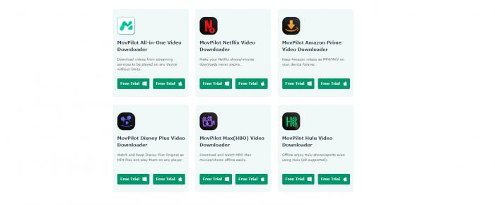 MovPilot Netflix downloader clean UI covering the five major OTT services