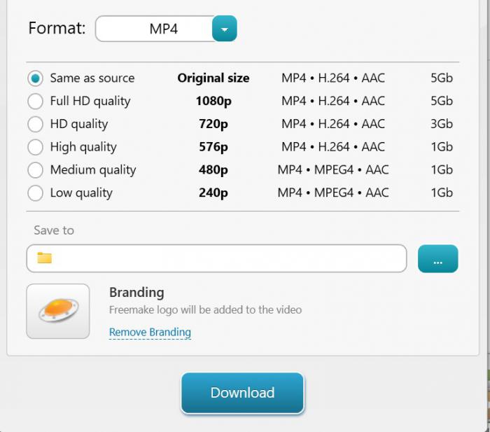Freemake affichant les options liées au filigrane