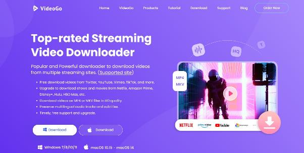 VideoGo 下載器截圖示意