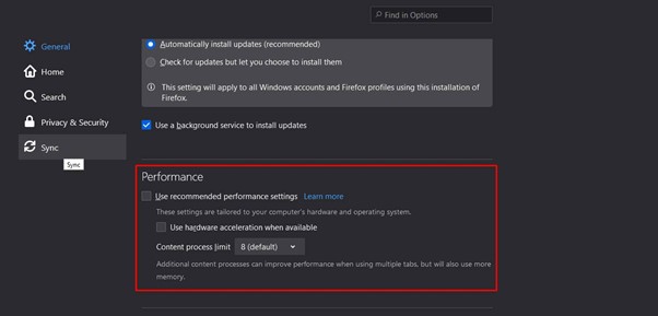 Firefox 效能頁檢查硬體加速設定