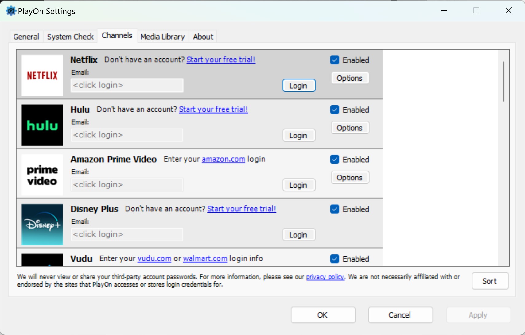 PlayOn Home Netflix login settings for authorized personal DVR recording workflow