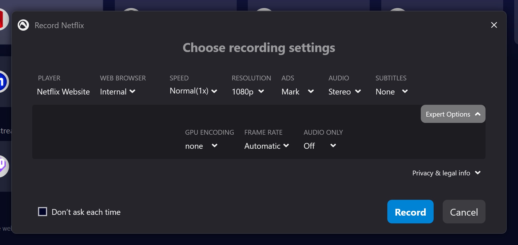 How to record Netflix to MP4 with Audials Movie: Step 2