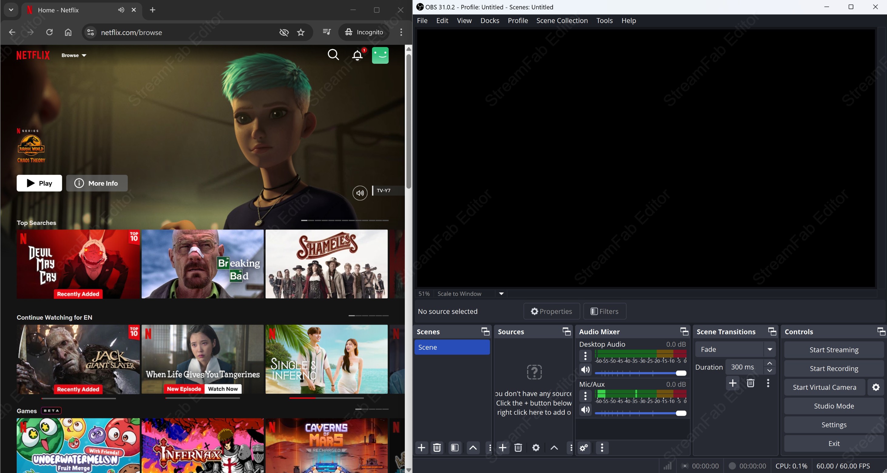 Comment enregistrer Netflix avec OBS : Étape 1